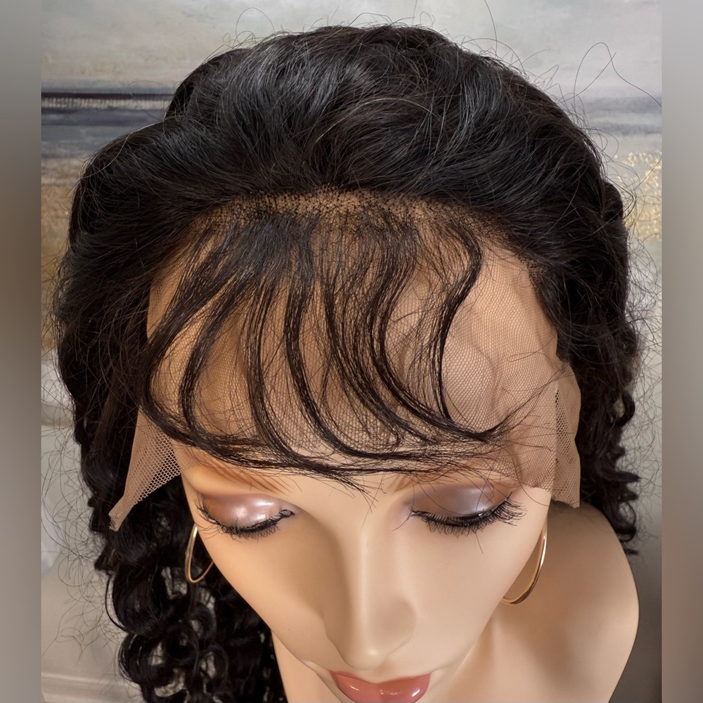 💯% 24” HUMAN Hair, Brazilian Wave, Lace Front, Fringe bangs, Black - Picture 4 of 16